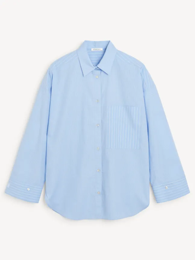 Derris Shirt Blue Iris Stripe Small