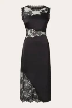 Desire Lace Trimmed Cut Out Midi Dress Black
