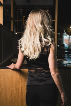 Desire Lace Trimmed Cut Out Top Black