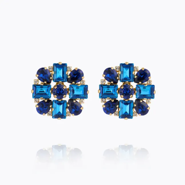 Diora Statement Earrings Gold ReCreated Blue Combo