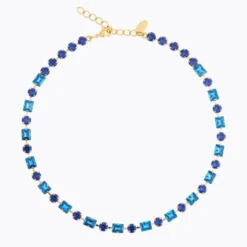Diora Statement Necklace Gold ReCreated Blue Combo