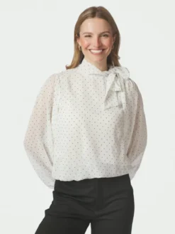 Dorellie Dot Blouse Offwhite