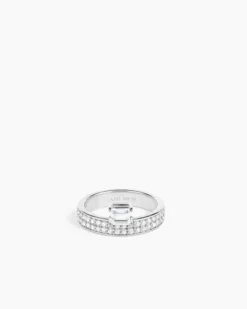 Double Sopra Pavé Ring Silver