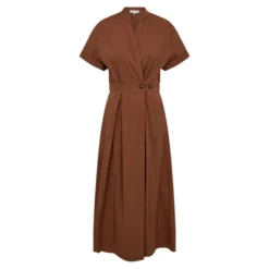 Elara Wrap SS Dress Dark Brown