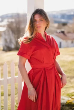 Elara Wrap SS Dress Flame