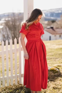Elara Wrap SS Dress Flame