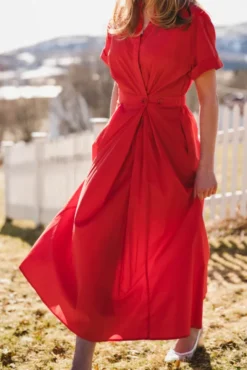 Elara Wrap SS Dress Flame