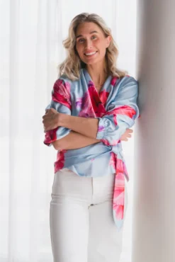 Elena Blouse Fuchsia Maxi Flower