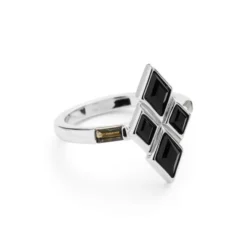 Eleven Signature Ring Silver Black Obsidian