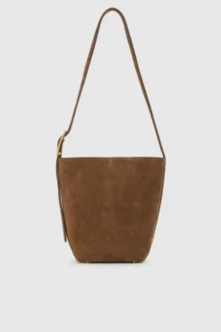 Elly Medium Bucket Bag Suede Tobacco