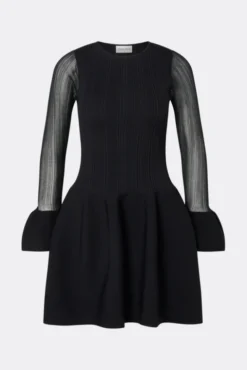 Elona Voluminous Skirt Knitted Mini Dress Black