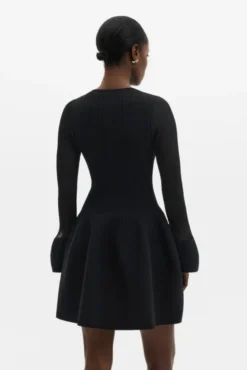 Elona Voluminous Skirt Knitted Mini Dress Black