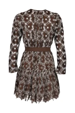 Embroidery Mini Dress Chocolate