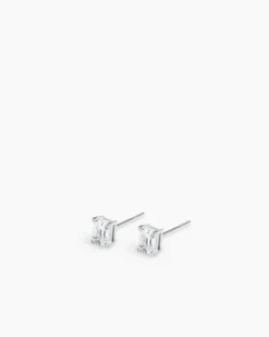 Emerald Studs Small Silver