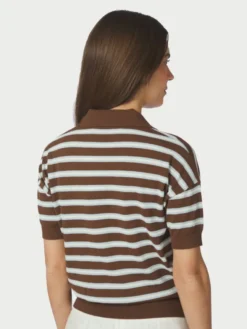 Emira Knit Polo Top Dark Brown