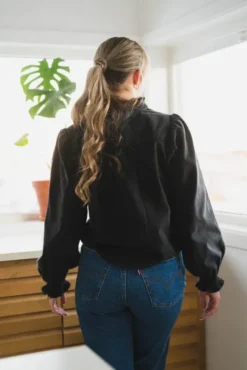 Emmeline Denim Blouse Black
