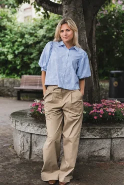 Etta Flower Stripe Shirt Light Blue