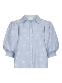 Etta Flower Stripe Shirt Light Blue