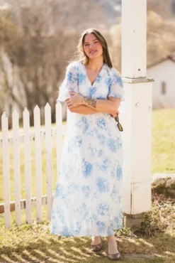 Evangelia 2/4 Dress M Blue Flower