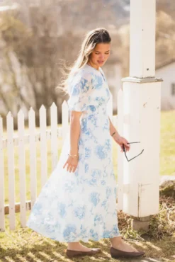 Evangelia 2/4 Dress M Blue Flower