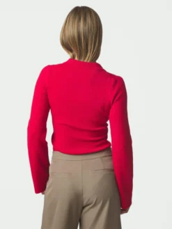 Fannya LS Solid Knit Polo Red