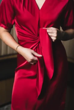 Faye Dress Short Semi Rich Deep Red