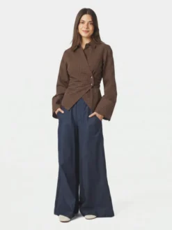 Fenli Small Check Shirt Aubergine
