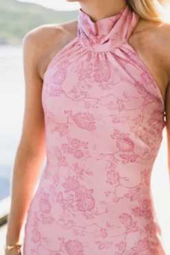 Fiona Pattern Satin Dress Light Pink