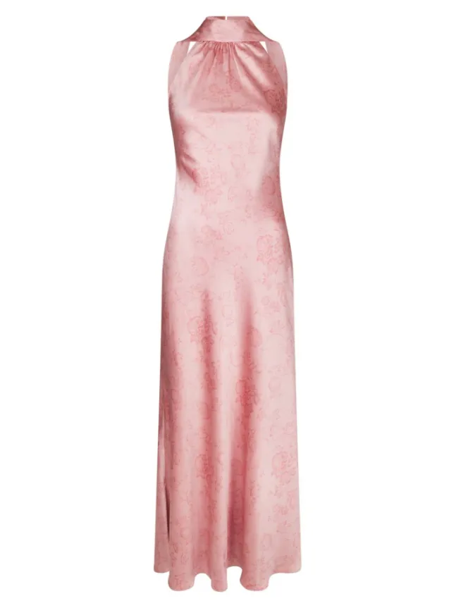 Fiona Pattern Satin Dress Light Pink