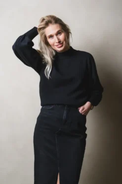 Fonny LS Knit Pullover Black