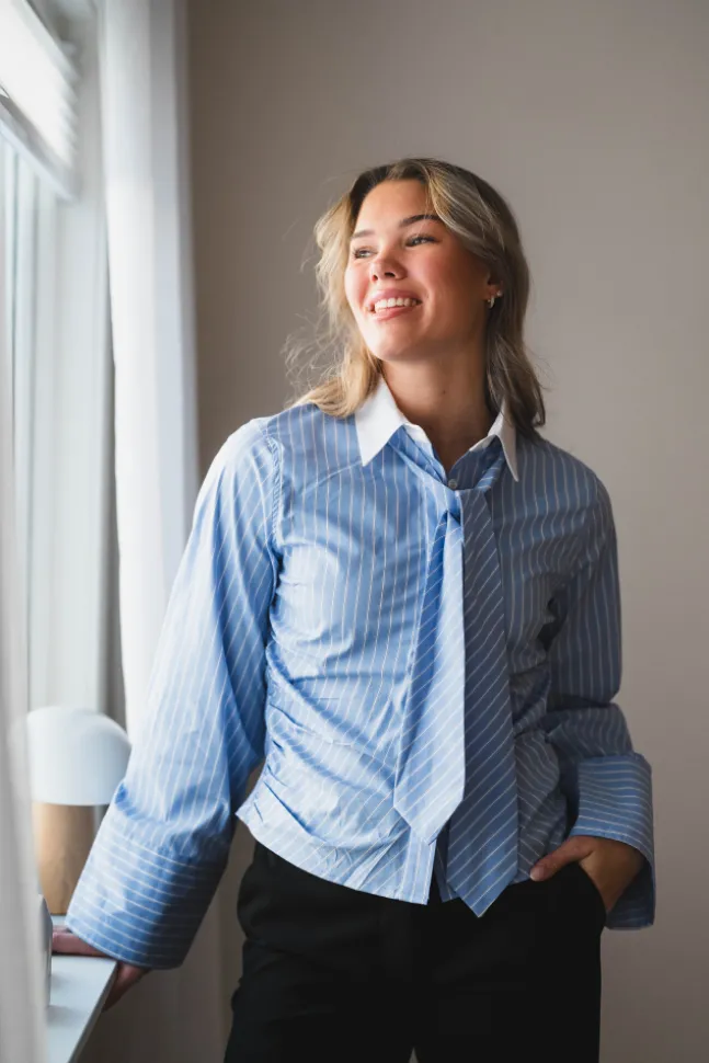 Francesca Stripe Shirt Light Blue