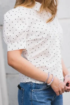 Frannie Dot Shirt Offwhite