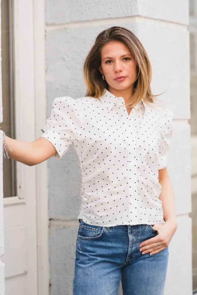 Frannie Dot Shirt Offwhite