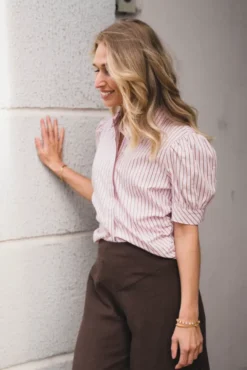 Frannie Structure Stripe Shirt Light Pink