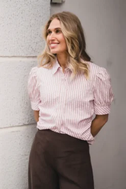 Frannie Structure Stripe Shirt Light Pink