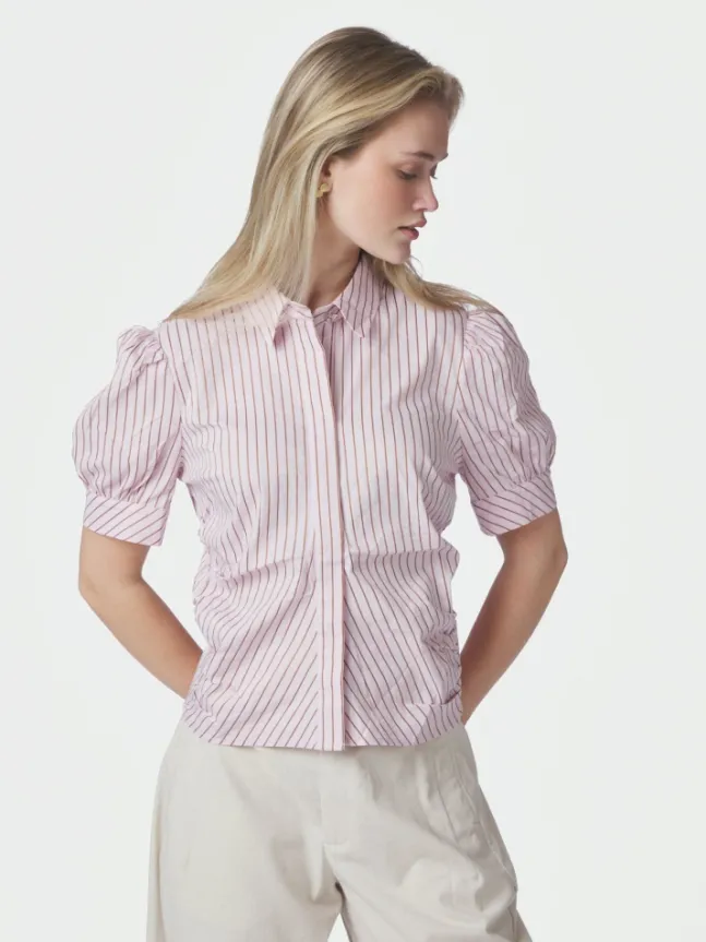 Frannie Structure Stripe Shirt Light Pink