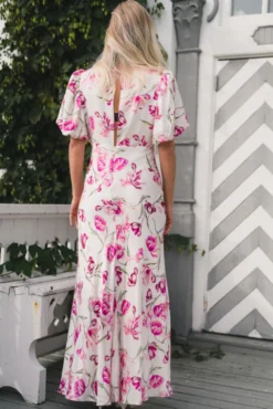 Freja Pouf Sleeve Maxi Dress Tulip Pink