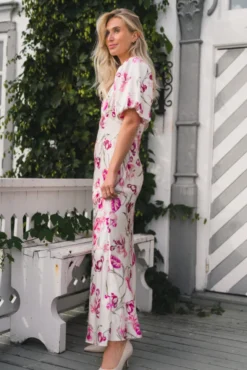 Freja Pouf Sleeve Maxi Dress Tulip Pink