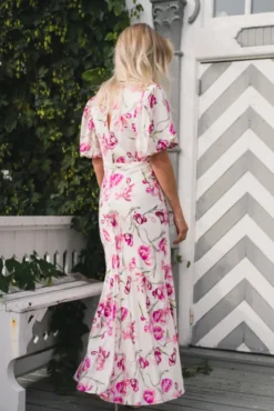 Freja Pouf Sleeve Maxi Dress Tulip Pink