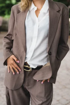 Gaby Pinstripe Blazer Taupe