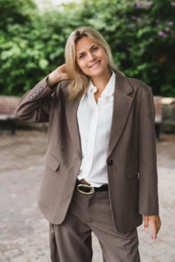 Gaby Pinstripe Blazer Taupe