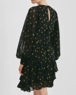 Georgette Shift Dress Flower Buds