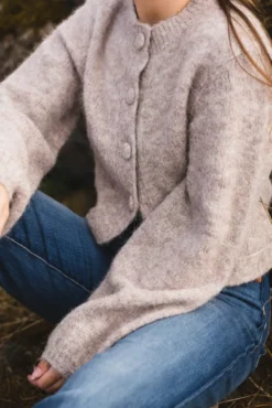 Gio Fluffy Knit Cardigan Beige Melange