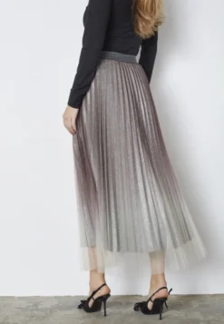 Glitter Plisse Skirt Dark Brown