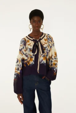 Golden Nature Navy Blue Blouse