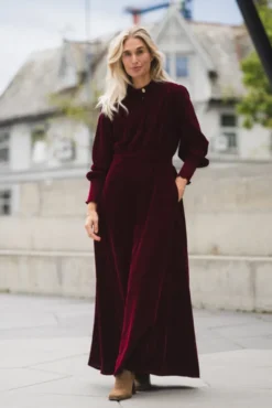 Greta Velvet Long Dress Ruby
