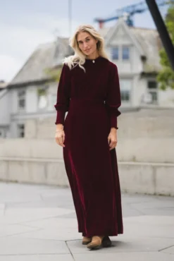 Greta Velvet Long Dress Ruby
