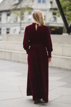 Greta Velvet Long Dress Ruby