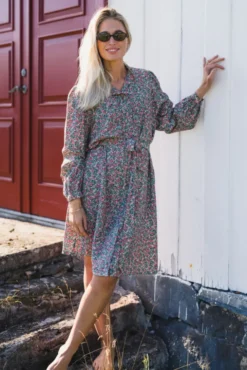 Gry Astrid Shirt Dress C Green Flower