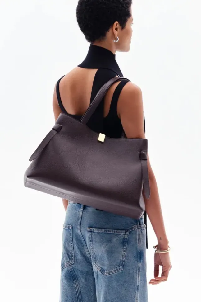Gyoza Tote Pebble Grain Leather Espresso